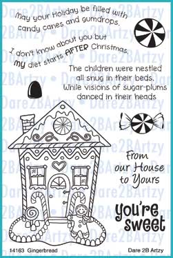Nothing says Christmas memories quite like a gingerbread house. This festive clear stamp set is created by Dare 2B Artzy. 