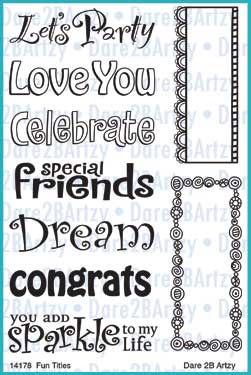 These clear stamp titles are great for any card but pair it with the Dangle Thanks stamp set and you will love the beautiful cards you will create. By Dare 2B Artzy.   