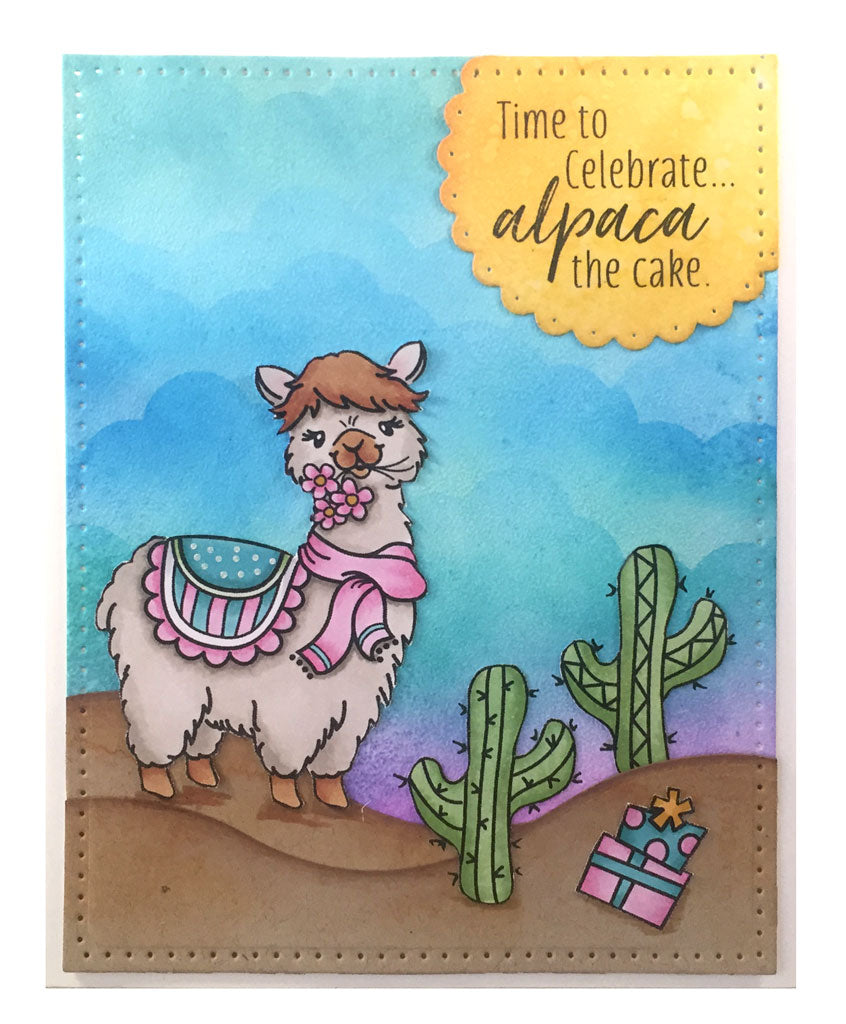 Brighten someone's day with this whimsical alpaca and silly sentiments on this clear stamp set.  By Dare 2B Artzy. 