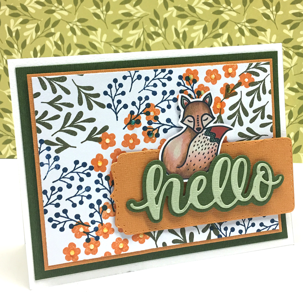 Fields of flowers and clusters of leaves make the perfect backdrop for a fun fall card. Coordinates with our Fall Harvest Paper Collection. By Dare 2B Artzy.