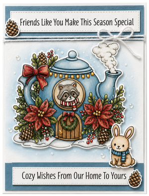Woodland Teapot Cottage Stamp Set