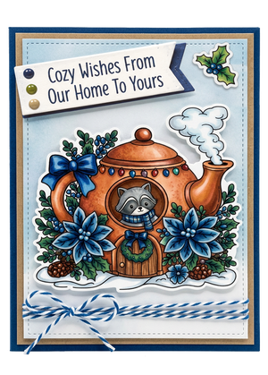 Woodland Teapot Cottage Stamp Set