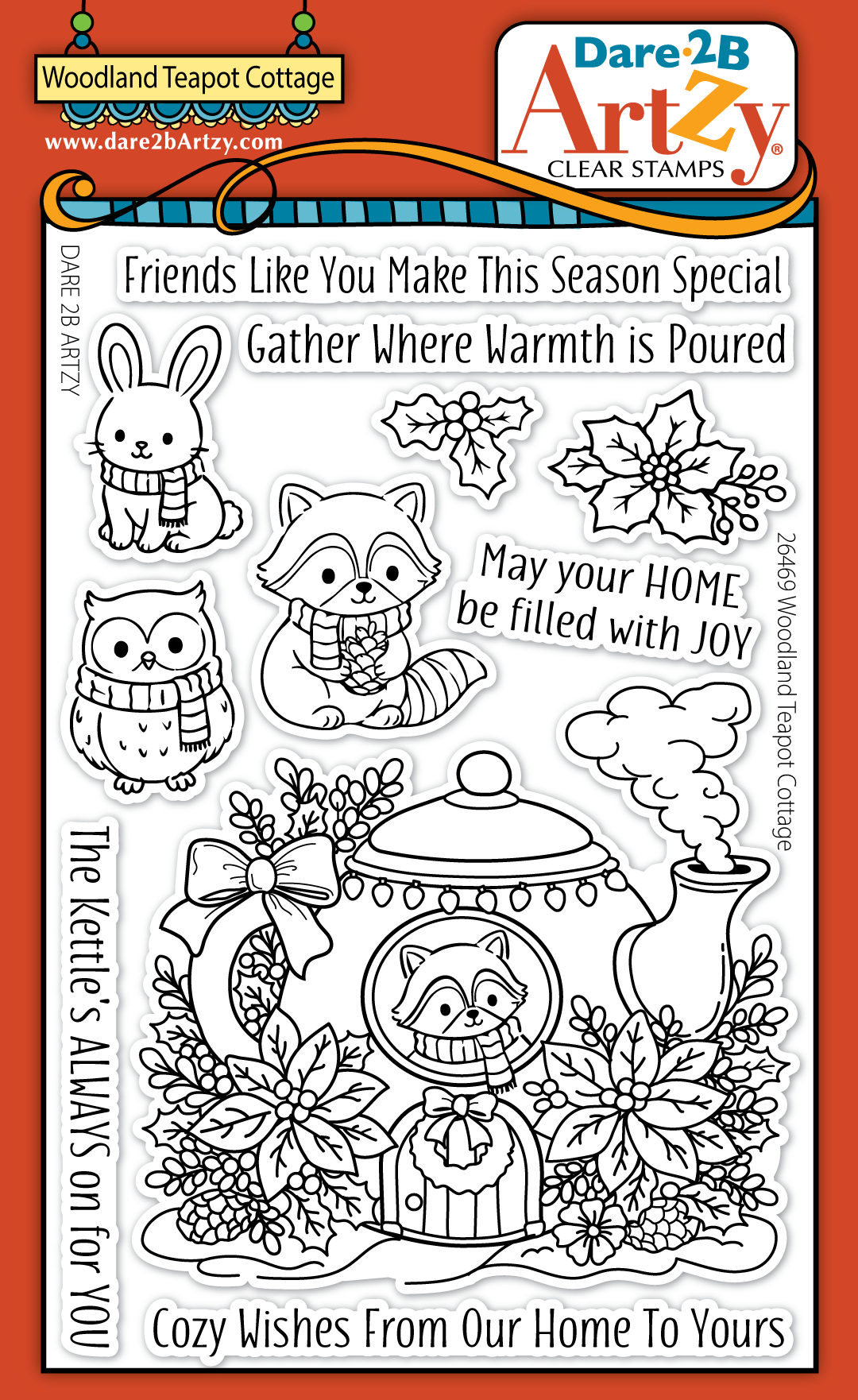 Woodland Teapot Cottage Stamp Set