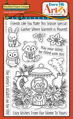 Woodland Teapot Cottage Stamp Set