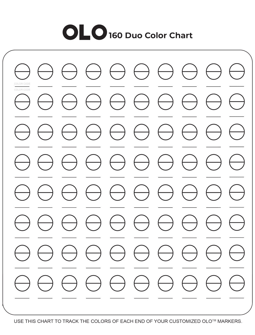 OLO 160 Color with 80-Splits Blank Swatch Chart
