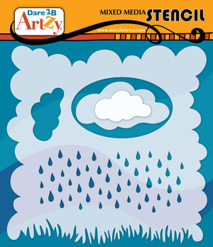 Clouds & Raindrops Stencil