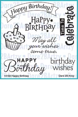 This is the perfect stamp set to have handy so you can make any card into a birthday card by Dare 2B Artzy. 