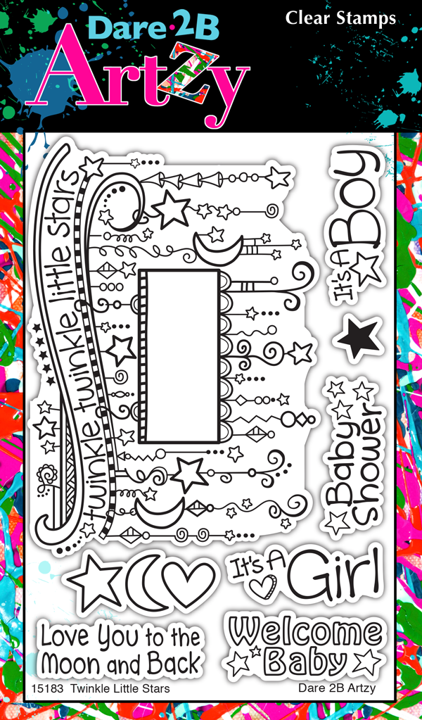What a beautiful clear stamp set for your next baby card. So many ways to use this stamp again and again, from baby shower, announcement and congratulations card. By Dare 2B Artzy. 