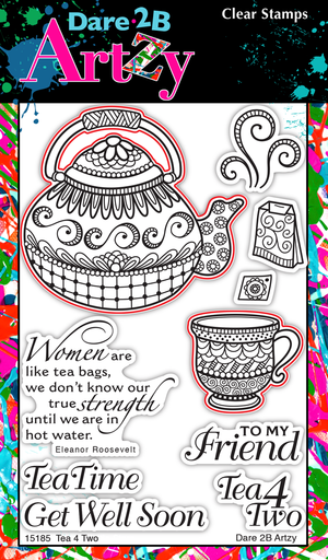 You will warm a friend's heart when you send a card with this stamp set. Send a special flavored tea bag with the quote from Eleanor Roosevelt to encourage your friend! By Dare 2B Artzy. 