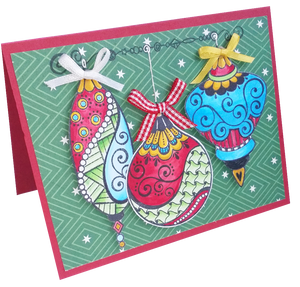  Christmas ornament holiday card made with ornament tangles clear stamp set by Dare 2B Artzy.