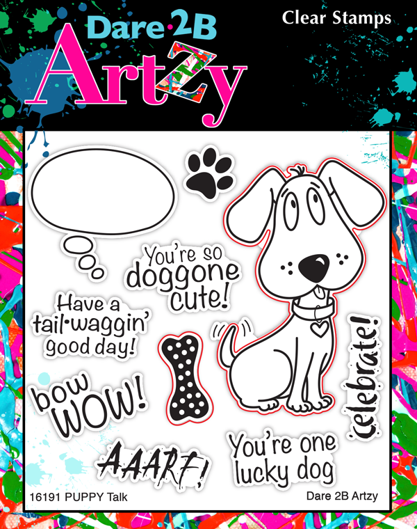 This doggone cute clear stamp set is perfect for reminding the dog lover in your life how much you care. From celebration to a funny puppy pun, this Dare 2B Artzy stamp set is great for card makers and scrapbookers alike. 