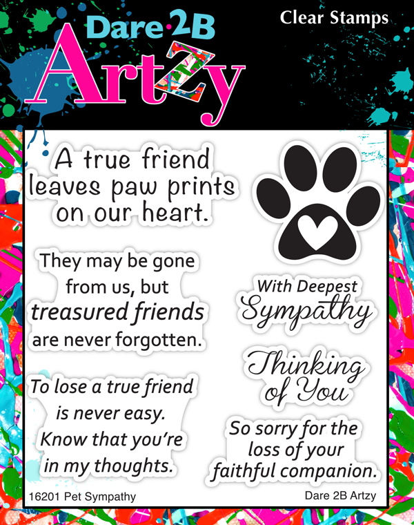 This empathetic clear stamp set was made with the animal lover in mind. From deepest sympathy, to a heart felt message from a companion. scrapbookers and card makers will be able to make nice project for their grieving loved one.