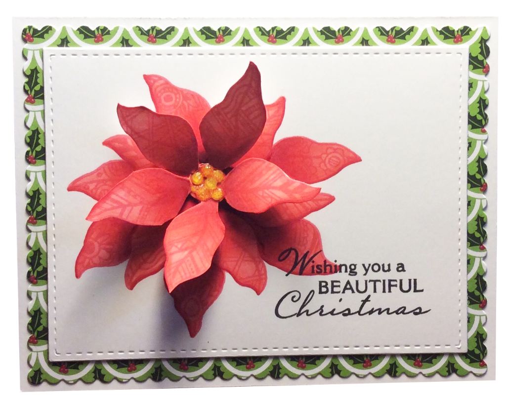 How about a Zentangle inspired poinsettia for your Christmas collection?  This clear stamp set makes a beautiful Christmas card and includes four sentiments to select from. By Dare 2B Artzy.