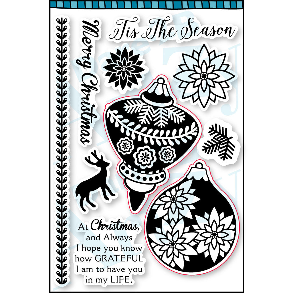 This beautiful Christmas clear stamp set will look wonderful on a holiday card or scrapbook page.  This set comes with coordinating die made by Dare 2B Artzy.  