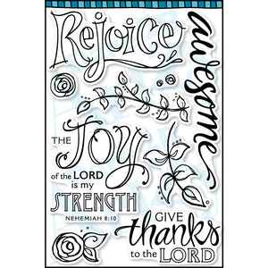 Wonderful words of praise to add to your next card or bookmark.  This clear stamp set is also sized to fit in the 2" margins of a journaling bible.  Perfect for scrapbookers and card makers, made by Dare 2B Artzy.
