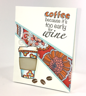 You will want to collect all 5 clear stamp sets and coordinating dies in this collection.  Full of fun coffee and cocoa sentiments to create some great cards.  The top two sentiments fit perfectly on the band around the cup.  The die that matches cuts out the cup, steam and coffee beans.  By Dare 2B Artzy.