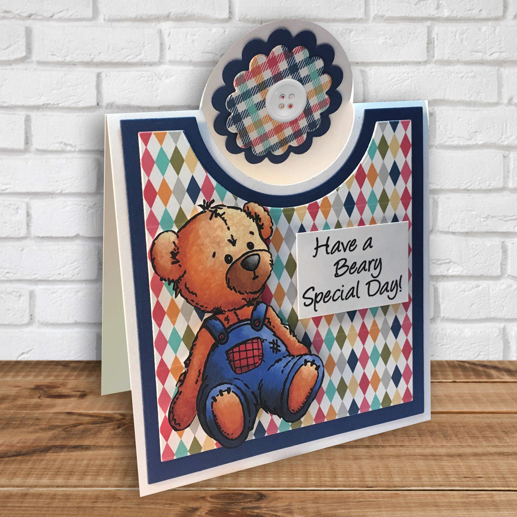 Everyone loves a teddy bear! Send a card with a bear hug to your favorite person. This clear stamp set pairs well with our other bear stamp sets in our Dare 2B Artzy collection.
