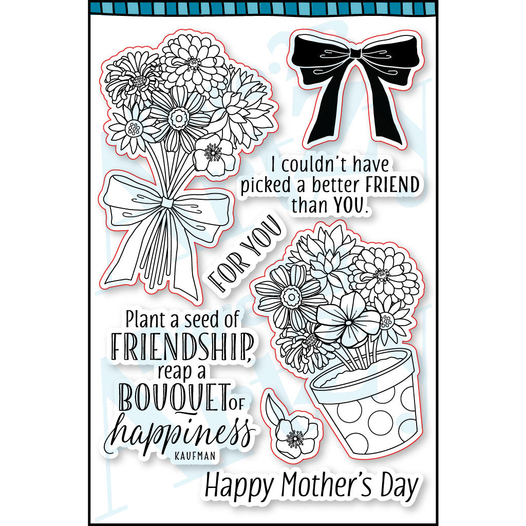 Now you can send a fresh bouquet of flowers...in an envelope!  This clear stamp set is part of our Summertime Petals Collection by artist, Andie Hanna, and it includes sentiments perfect for Mother's Day or friendship. By Dare 2B Artzy.