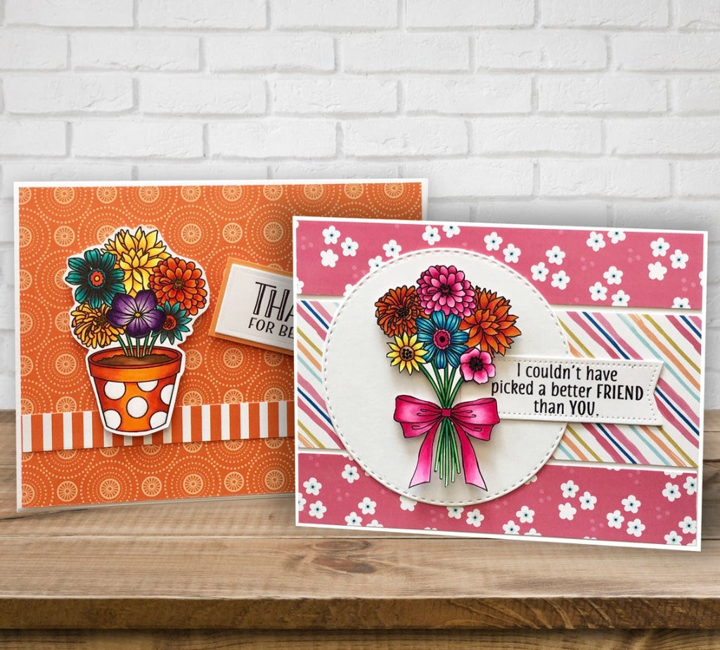 Now you can send a fresh bouquet of flowers...in an envelope!  This clear stamp set is part of our Summertime Petals Collection by artist, Andie Hanna, and it includes sentiments perfect for Mother's Day or friendship. By Dare 2B Artzy.