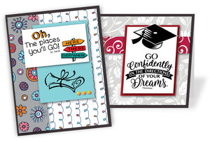 This is not just a stamp set for graduation cards.  We have included some words of encouragement that will make great cards for everyone. By Dare 2B Artzy.