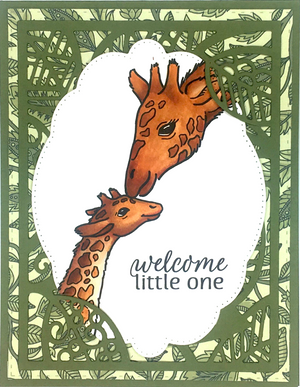 Reach across the miles to express your love and support.  This sweet giraffe duo and the encouraging sentiments will remind your loved ones that you will always be there. Clear stamps created by Dare 2B Artzy.