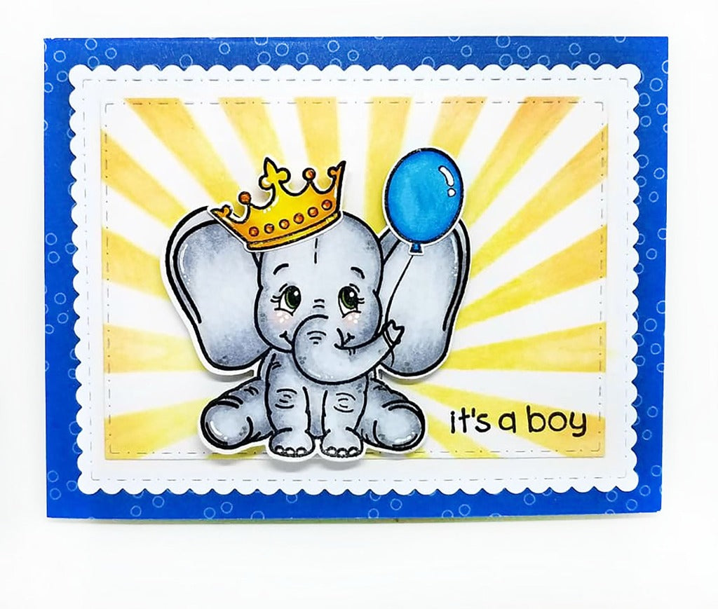 Elephant custom baby shower card made with Dare 2b Artzy's Elephant clear stamp set.