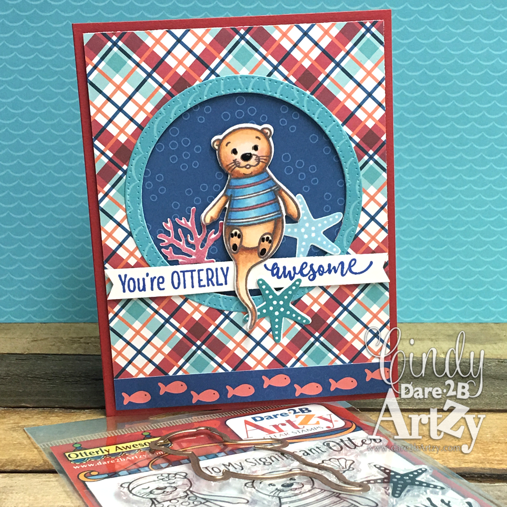 Underwater themed handmade card using otterly awesome stamp set created by Dare 2B Artzy. 