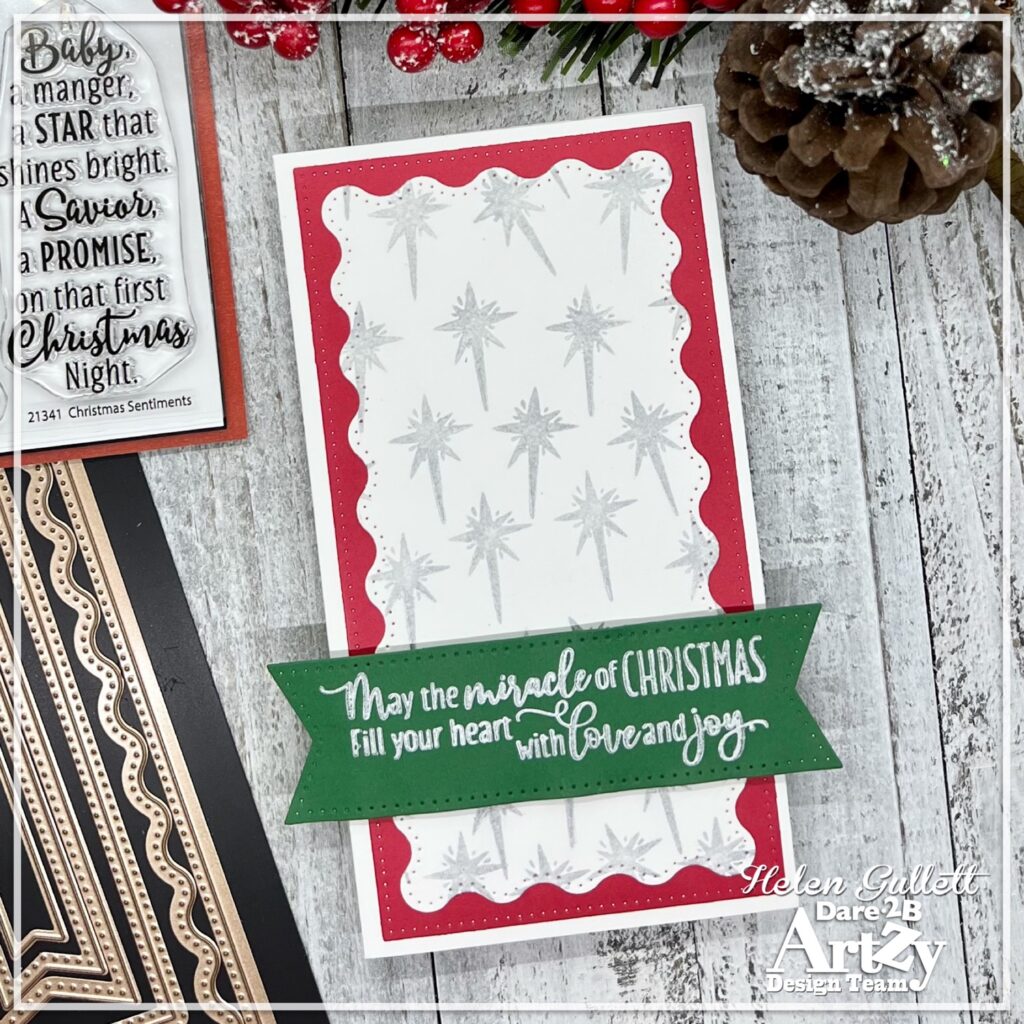 Handmade Christmas card using the stamp set, "Christmas Sentiments" from Dare 2B Artzy.