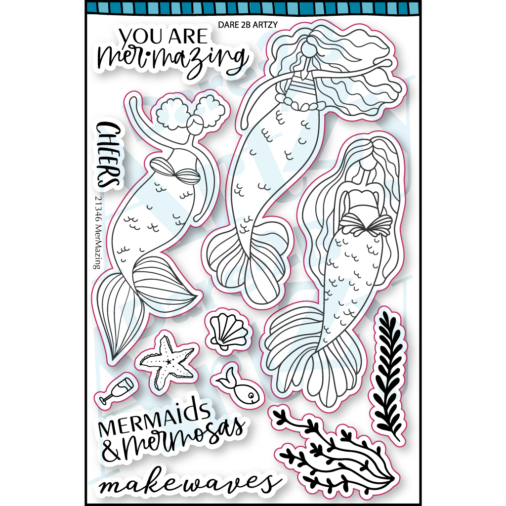 Make Waves for this new Dare 2B Artzy Mermaid set. This Mermazing set features 13 nautical stamps.