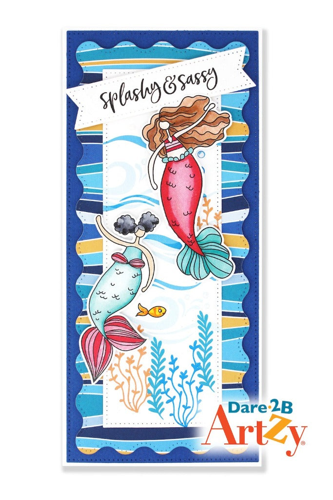 Handmade mermaid card using the stamp set, "Under the Sea Sentiments" from Dare 2B Artzy.