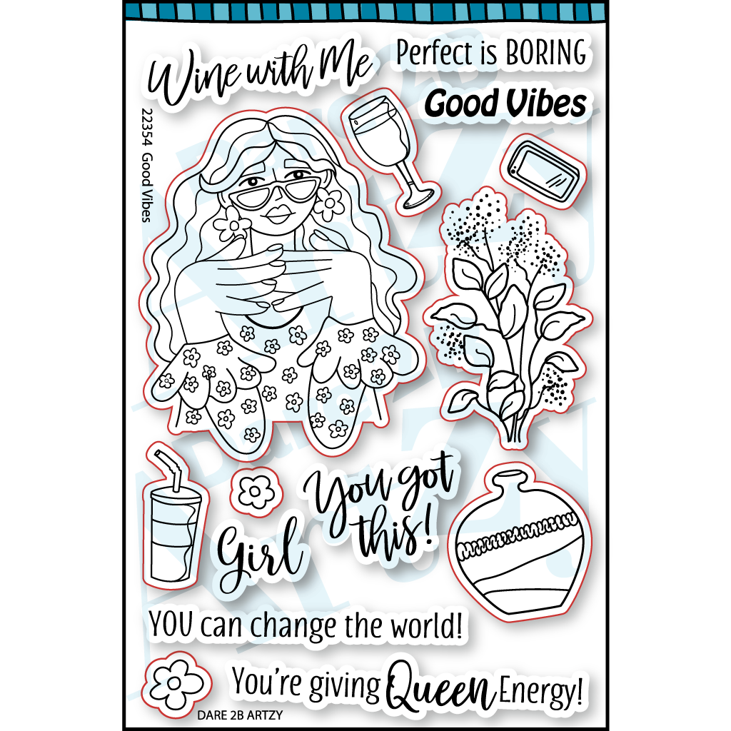 Good Vibes clear stamp  is used to create cards that empower women to change the world! 