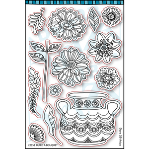 Build A Bouquet clear stamp set is used to build beautiful bouquets with a variety of different flowers.