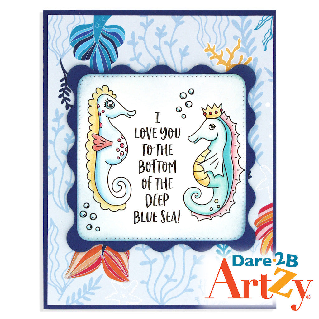 Handmade card using the stamp set, "Sea Horses" from Dare 2B Artzy.