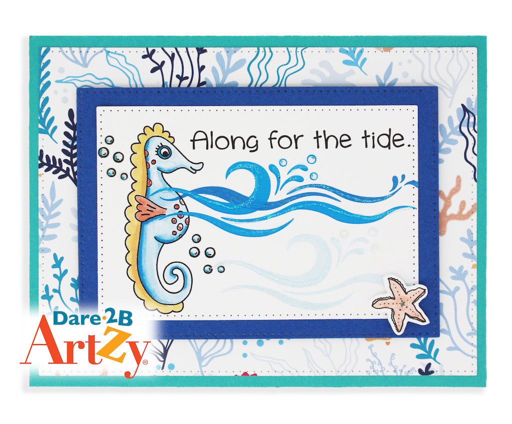 Handmade card using the stamp set, "Sea Horses" from Dare 2B Artzy.