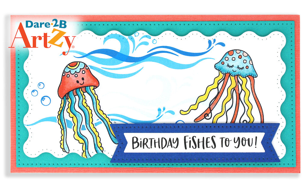Handmade card using the stamp set, "Under the Sea Sentiments" from Dare 2B Artzy.
