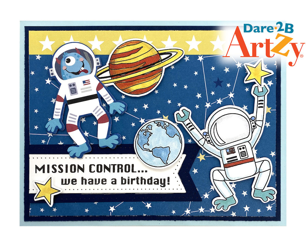 Handmade card using the Space Odyssey collection from Dare 2B Artzy.