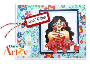 Handmade card using the stamp set, "Good Vibes" from Dare 2B Artzy.