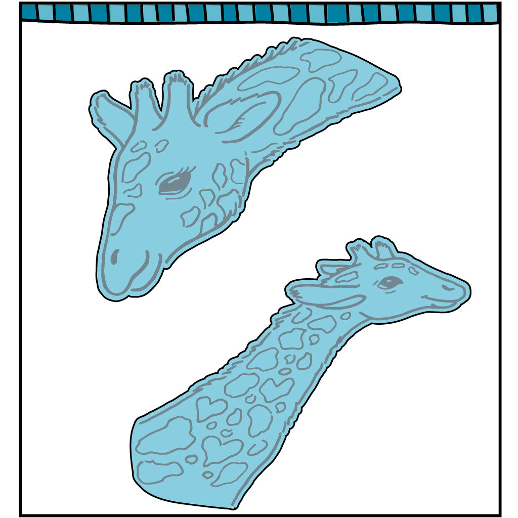 Die cut including a larger giraffe and a smaller giraffe that coordinate with the stamp set "Stand Tall" by Dare 2b Artzy.