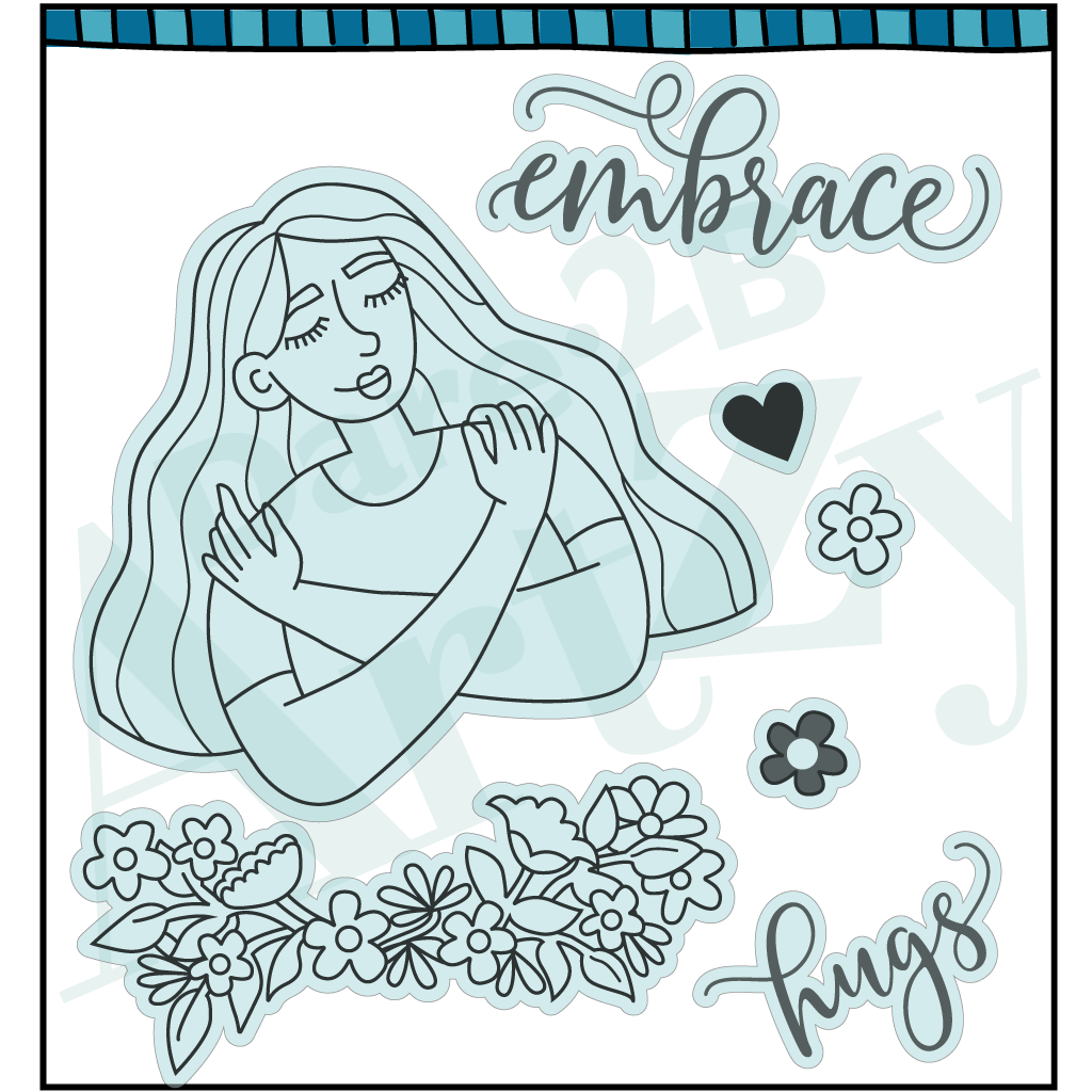 Steel die used to cut out stamped images that coordinates with the stamp set, "Embrace" from Dare 2B Artzy.