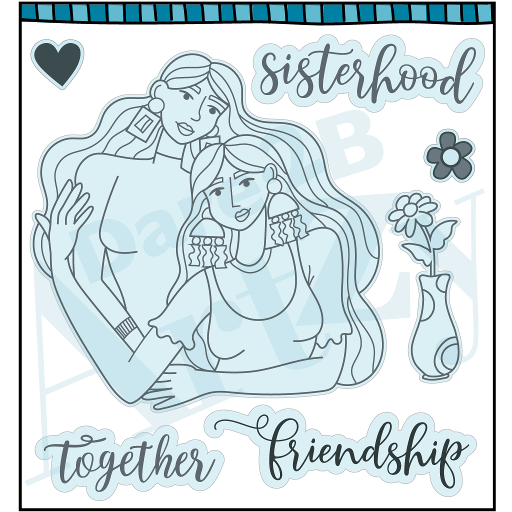 Steel die to cut out stamped images that coordinates with the stamp set, "Sisterhood" from Dare 2B Artzy.