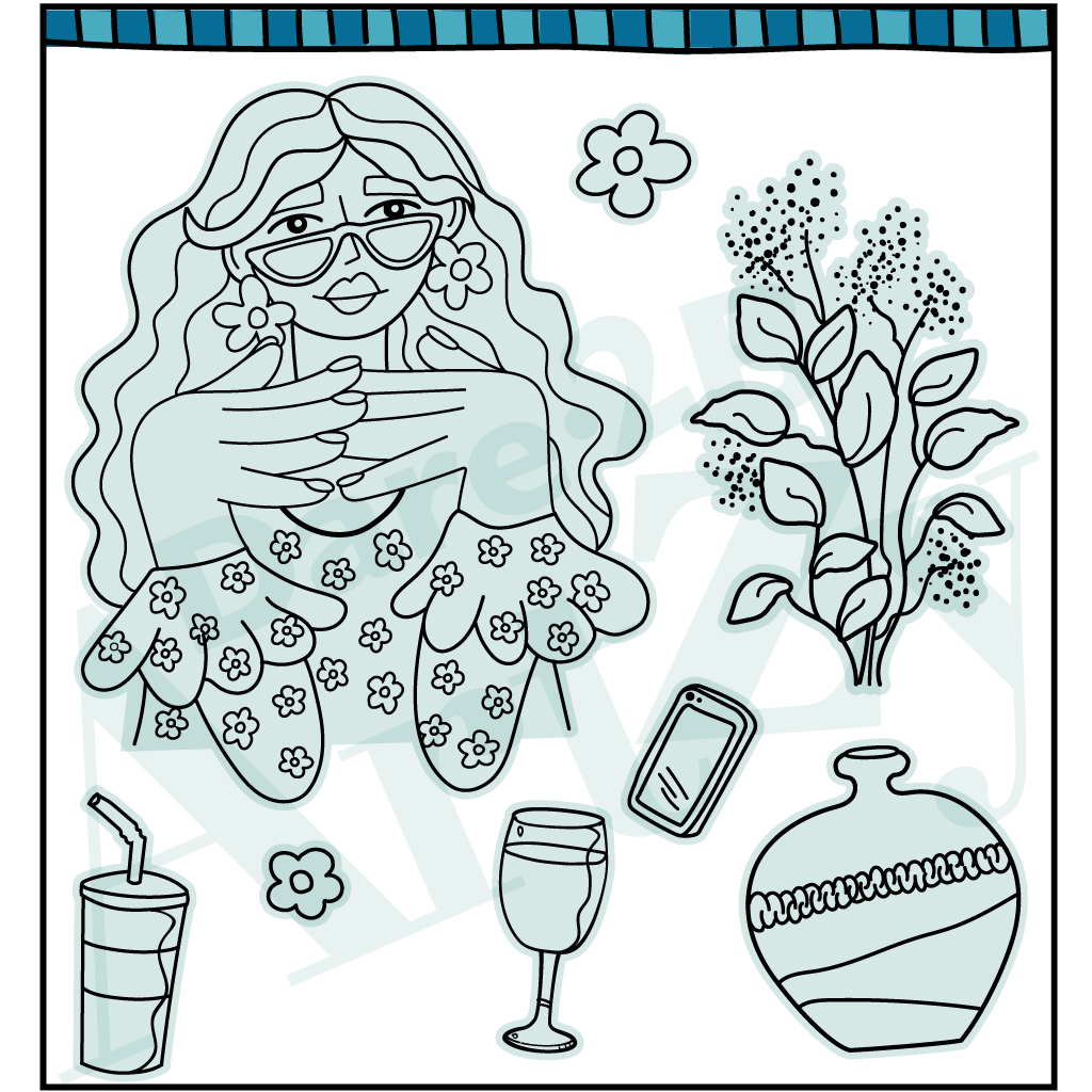 Steel die used to cut out stamped images, coordinates with the stamp set, "Good Vibes" from Dare 2B Artzy.