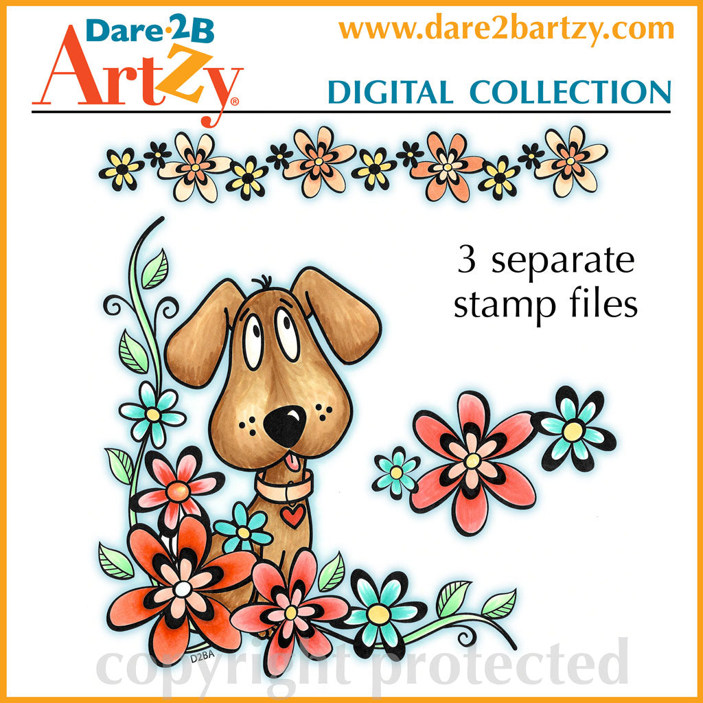 Puppy Flower - Digital Stamp