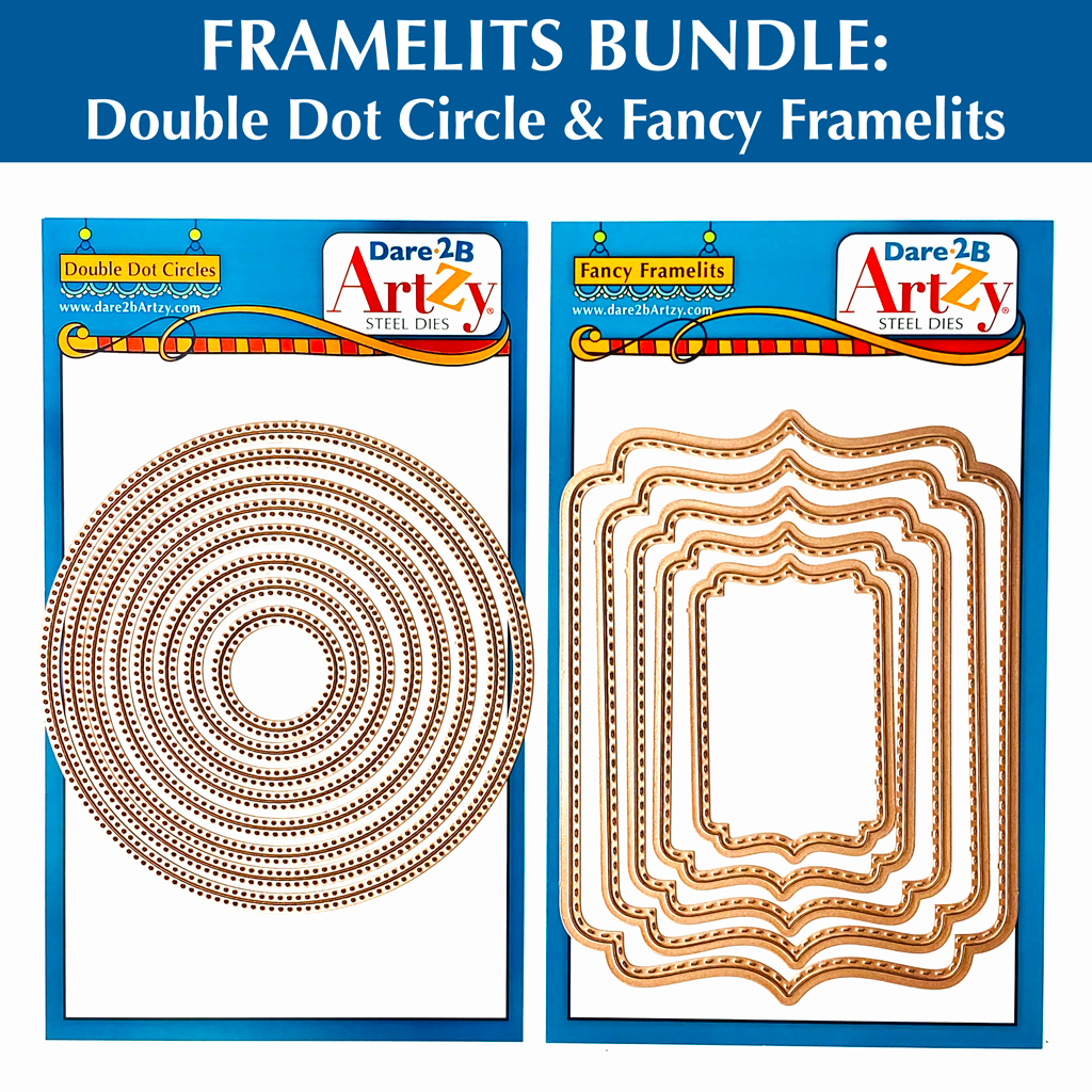 Double Dot Circle and Rectangle Fancy Framelit Die Bundle