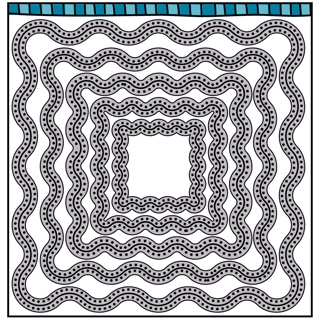 Steel die used to cut paper for card making.  Five different sized wavy framelits to create a fun shape for handmade cards.