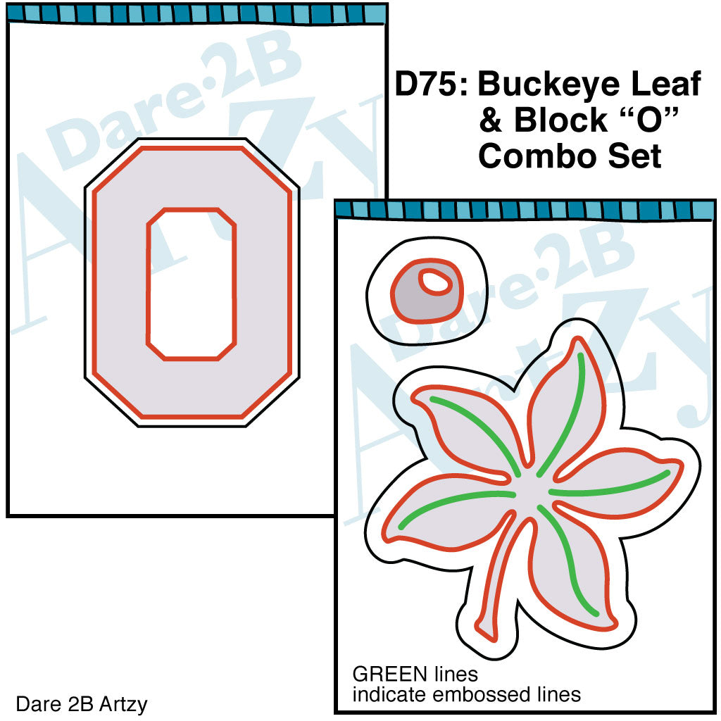 Buckeye Leaf/Block "O" Die Combo