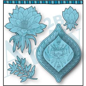 Die cut of two different lotus flowers that coordinates with the stamp set "Lotus Blooming" from Dare 2B Artzy.
