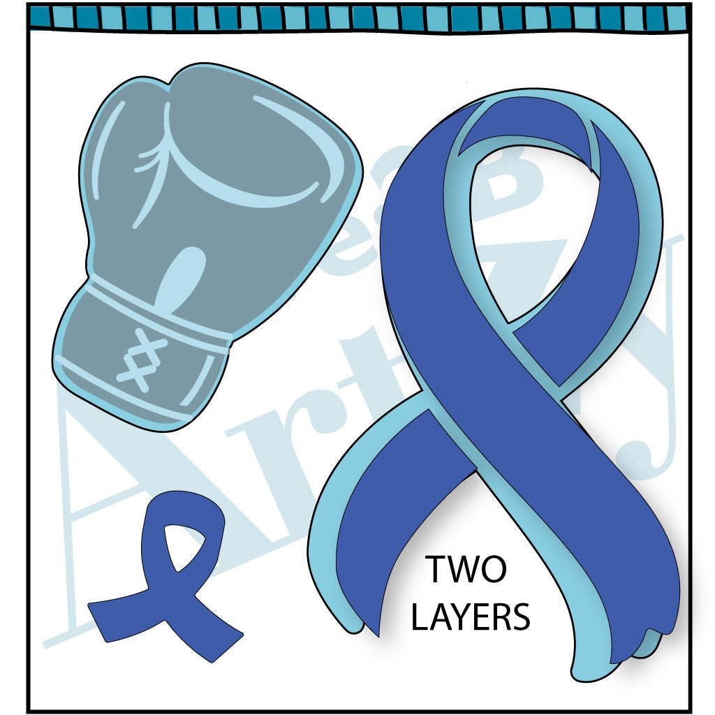 Die cut with boxing glove and cancer ribbon. Coordinates with the stamp set, "Fight Cancer" from Dare 2B Artzy.