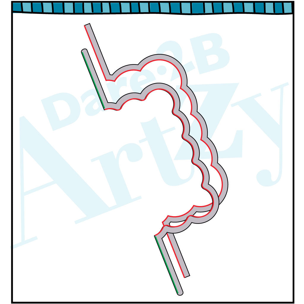 Steel die used to cut paper for card making. Die used to create a wavy fold on your cards.