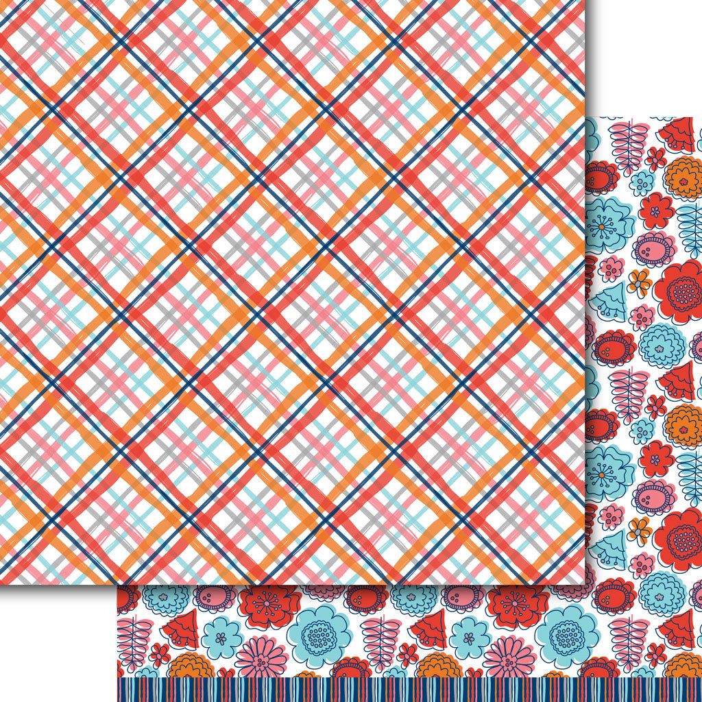 Orange Plaid Paper Pack (15 sheets)