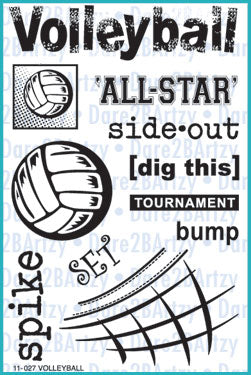  Celebrate the love of the game with this Volleyball 11 piece clear stamp set by Dare 2B Artzy.
